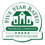 Five Star Rated Premier Company badge from Home Services Review